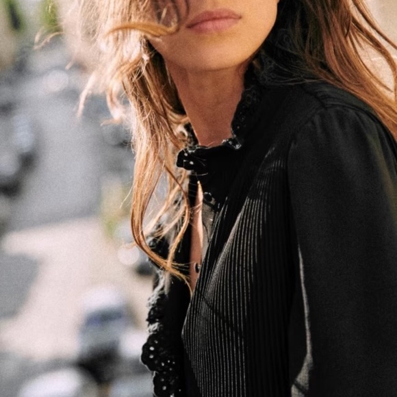 Sezane Camelia black long-sleeved dress, size US 2 (FR 34) - Picture 2 of 6